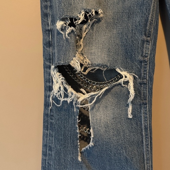 STELLA MCCARTNEY FALABELLA CHAIN KNEES DISTRESSED BOOTCUT JEANS VINTAGE BLUE 27 - Picture 10 of 15